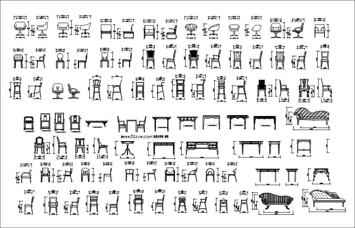 Furniture Blocks Chair Blockelevation 【architectural Cad Drawings】