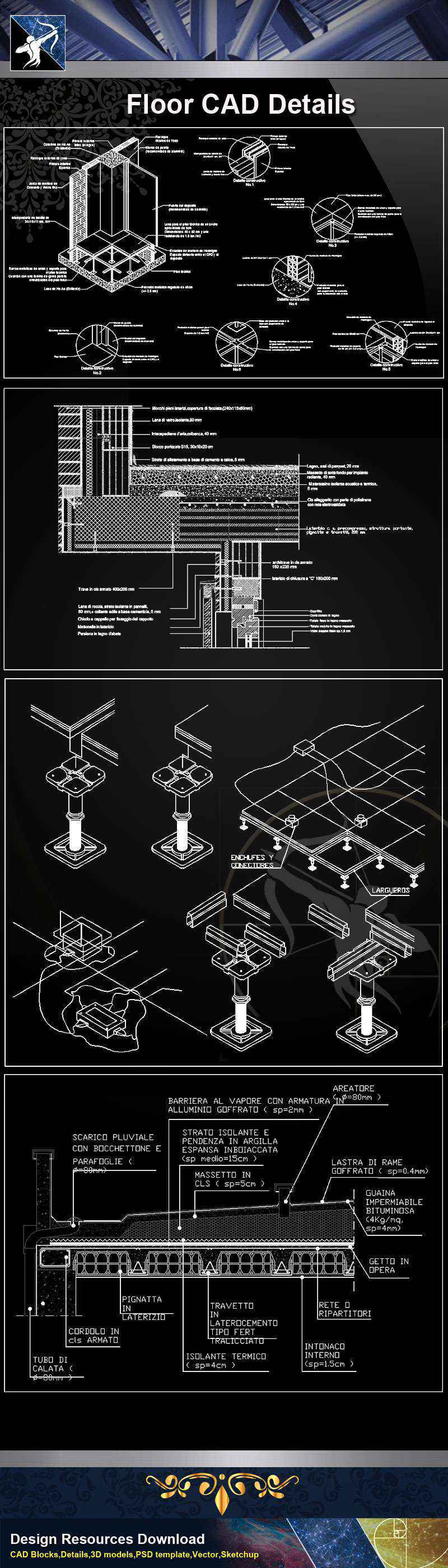【Architecture CAD Details Collections】Flooring CAD Details V.2