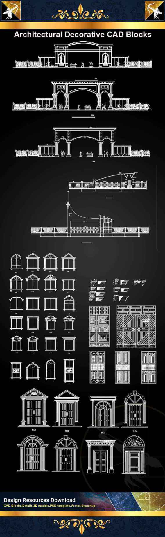 ★【Architectural Decorative CAD Blocks】@Autocad Decoration Blocks,Drawings,CAD Details,Elevation