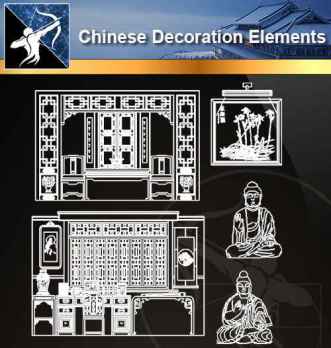 ★【Chinese Decoration Elements】@Autocad Blocks,Drawings,CAD Details,Elevation
