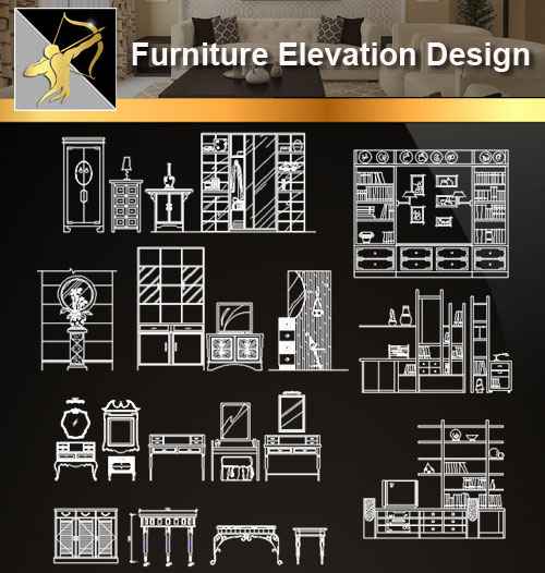 ★【Furniture Elevation Design】@Autocad Blocks,Drawings,CAD Details,Elevation