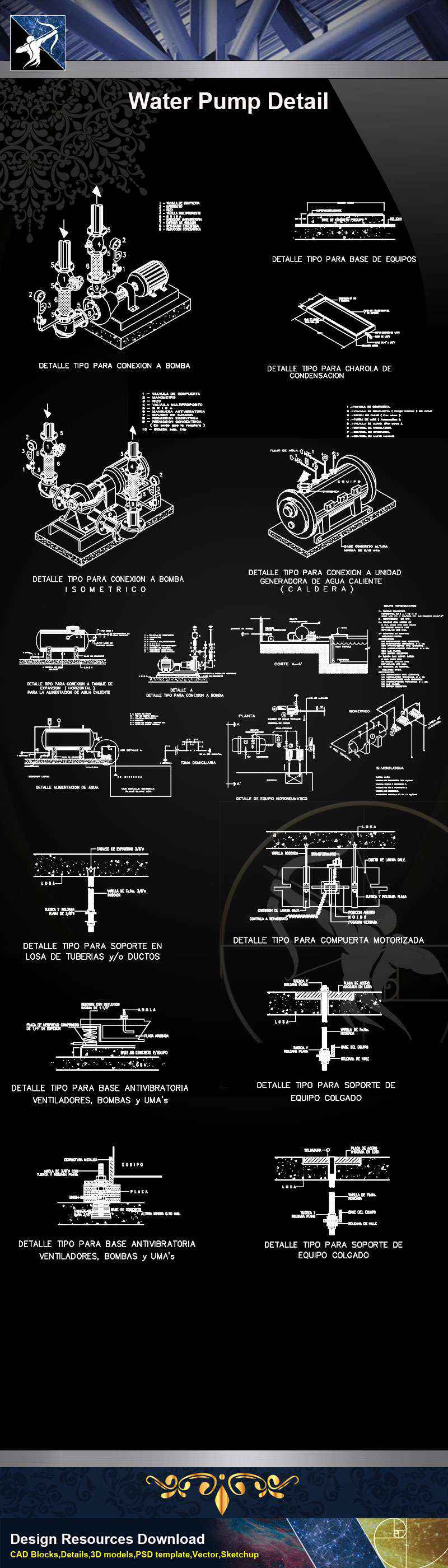 【Architecture CAD Details Collections】Water Pump CAD Details