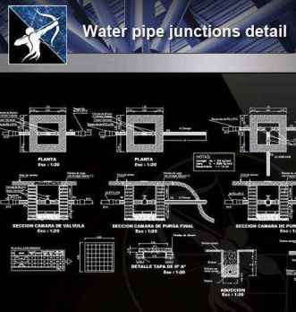 【Architecture CAD Details Collections】Water pipe junctions detail,Sanitations CAD Details