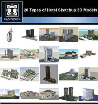 ★【Sketchup 3D Models】20 Types of Hotel Sketchup 3D Models V.1
