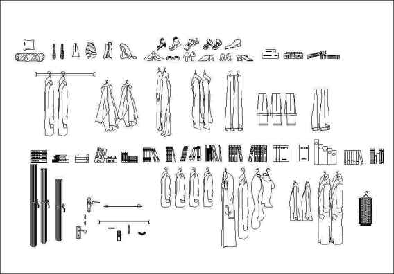 Clothes,Shoes,Hats,Wardrobe Accessories Autocad Blocks Collections】All ...