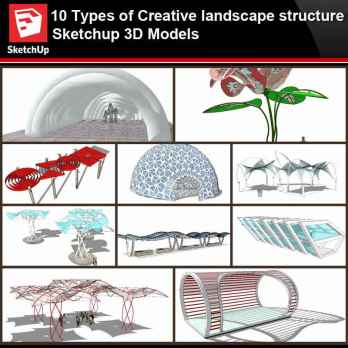 💎【Sketchup Architecture 3D Projects】10 Types of Creative landscape structure Sketchup 3D Models V2